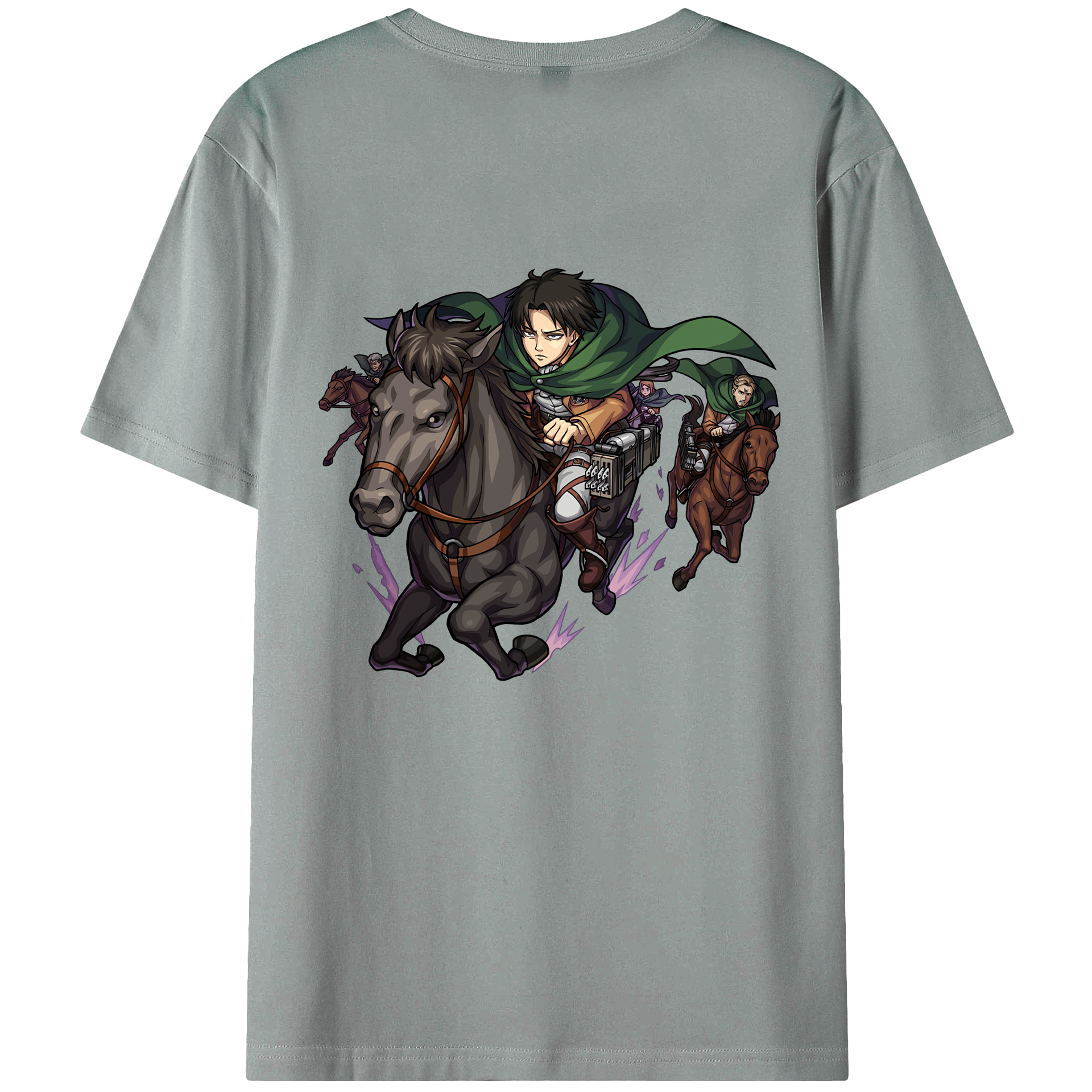 （画像用） 進撃の巨人 リヴァイ·アッカーマン Attack on Titan Levi Ackerman 綿100％ メンズ半袖Tシャツ（バックプリント） 通気性